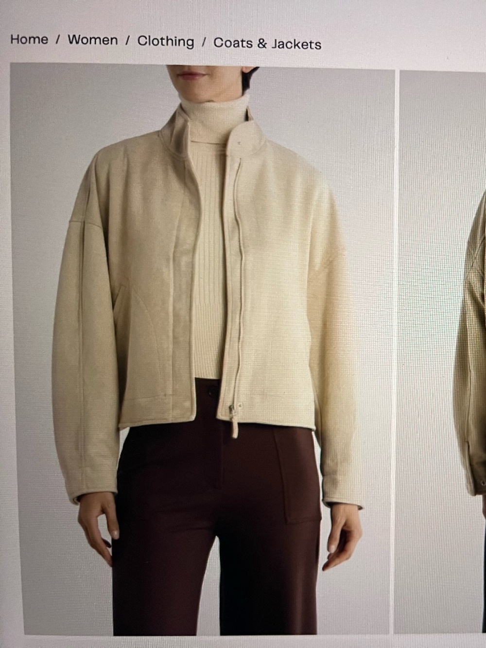 NWT MAX STUDIO London Faux Suede Oyster Beige Bomber Jacket S